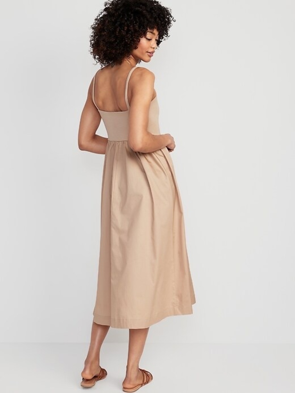 EUC Old Navy Beige Midi Sundress with Spaghetti Straps XLP